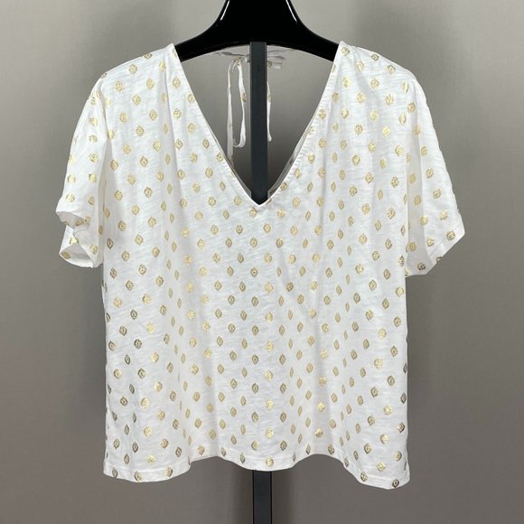 Boden Tops - NEW! BODEN GEOMETRIC DOLMAN TOP! WOMENS 8! white gold casual shirt